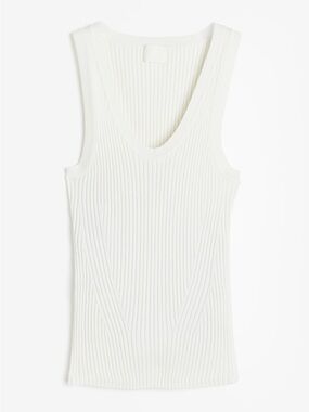 H&M White Ribbed Scoop Neck Tank